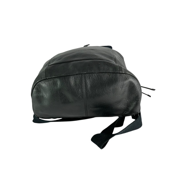 Vintage COLE HAAN Black Pebbled Drawstring Leather Front Pocket Backpack Unisex - Picture 5 of 10